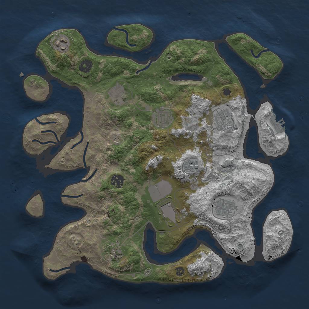 Rust Map: Procedural Map, Size: 3500, Seed: 1260246920, 13 Monuments