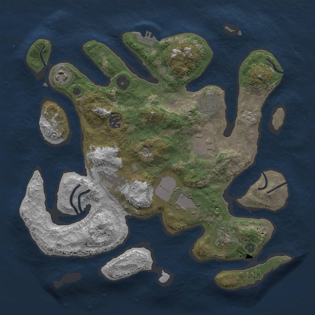 Rust Map: Procedural Map, Size: 3500, Seed: 1568, 12 Monuments