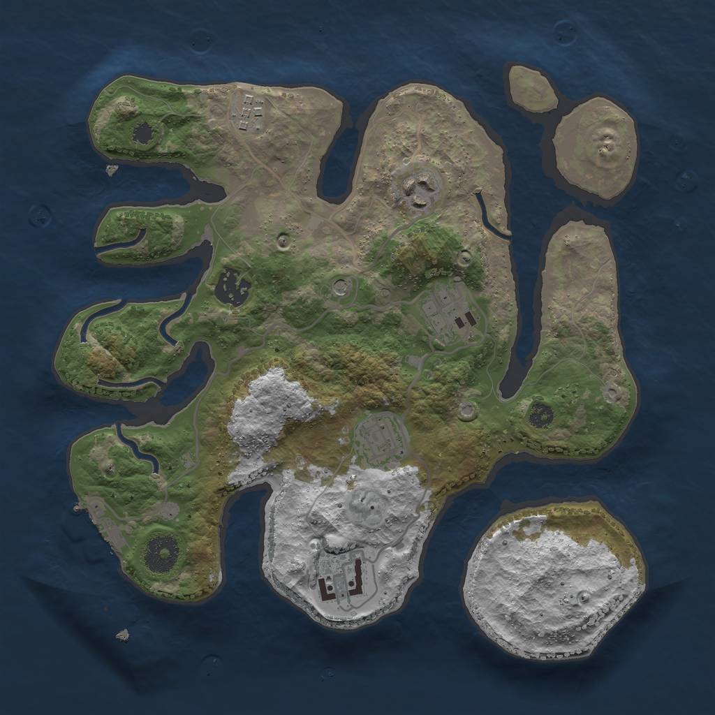 Rust Map: Procedural Map, Size: 3000, Seed: 831265, 10 Monuments