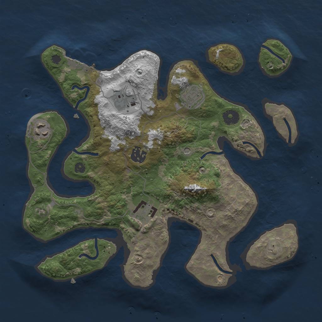 Rust Map: Procedural Map, Size: 3069, Seed: 740936464, 9 Monuments