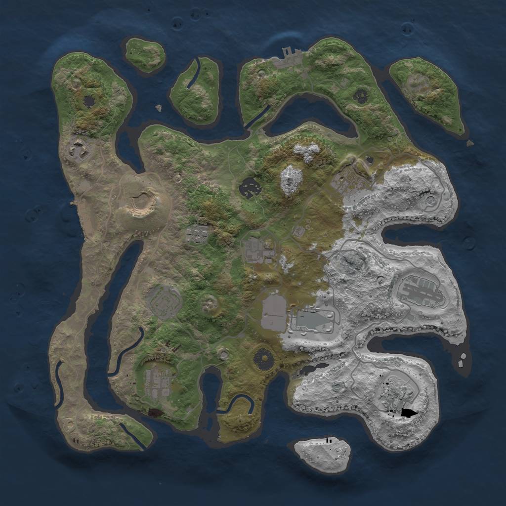 Rust Map: Procedural Map, Size: 3650, Seed: 12499653, 16 Monuments