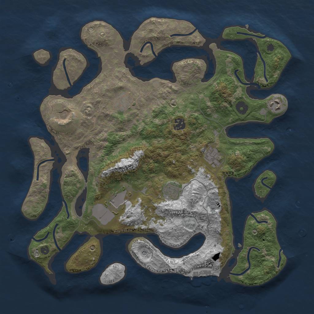 Rust Map: Procedural Map, Size: 3800, Seed: 44163, 12 Monuments