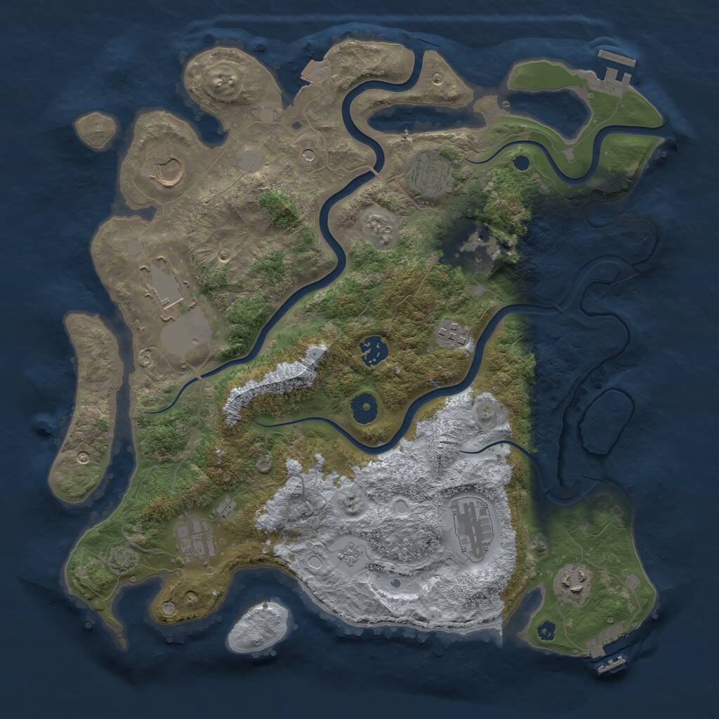 Rust Map: Procedural Map, Size: 3800, Seed: 44163, 15 Monuments