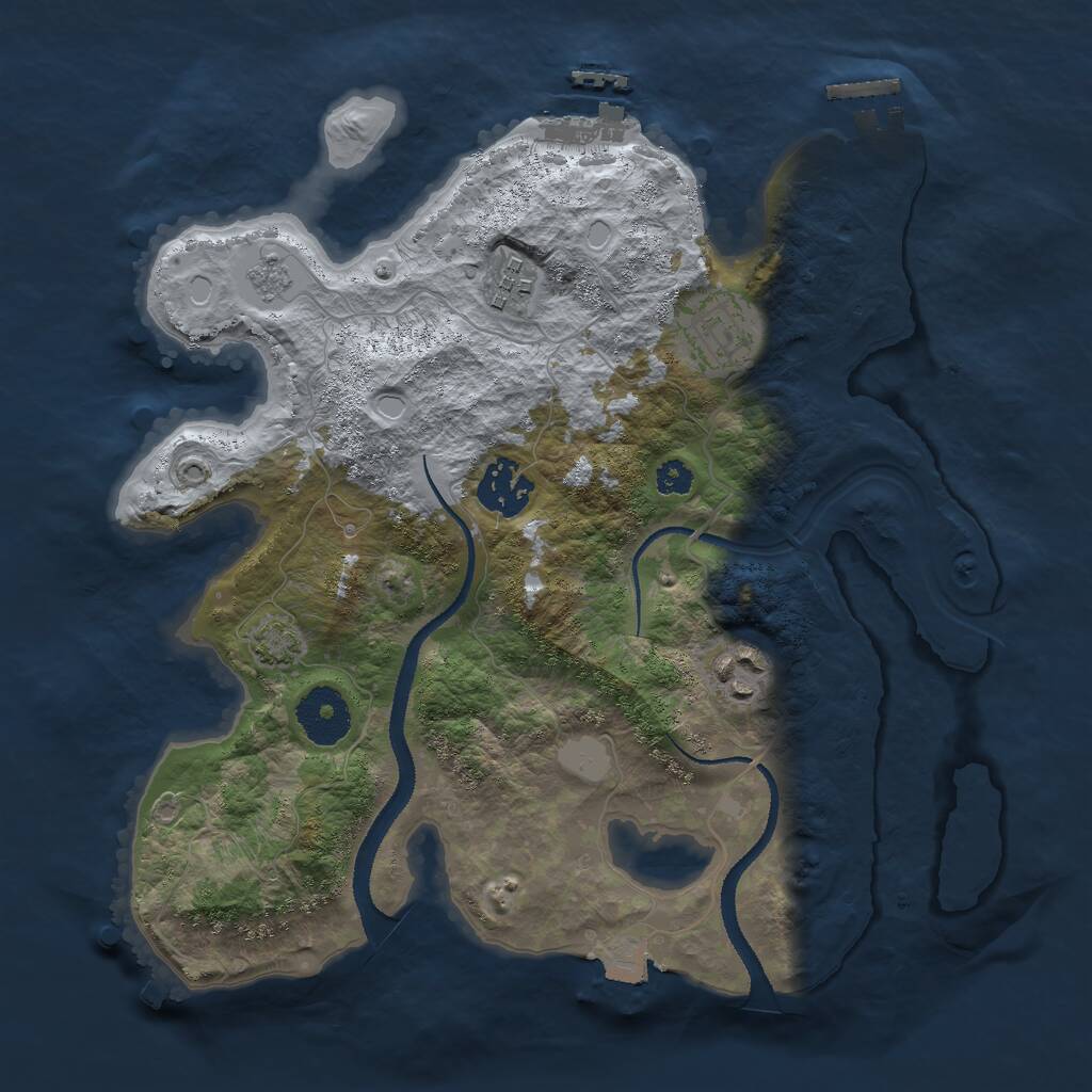 Rust Map: Procedural Map, Size: 3000, Seed: 1547533611, 9 Monuments