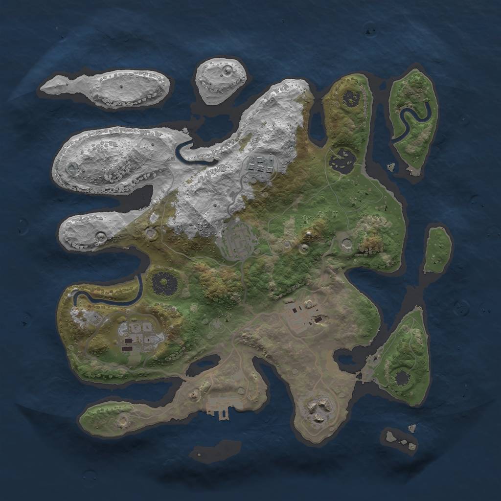 Rust Map: Procedural Map, Size: 3000, Seed: 882042, 10 Monuments