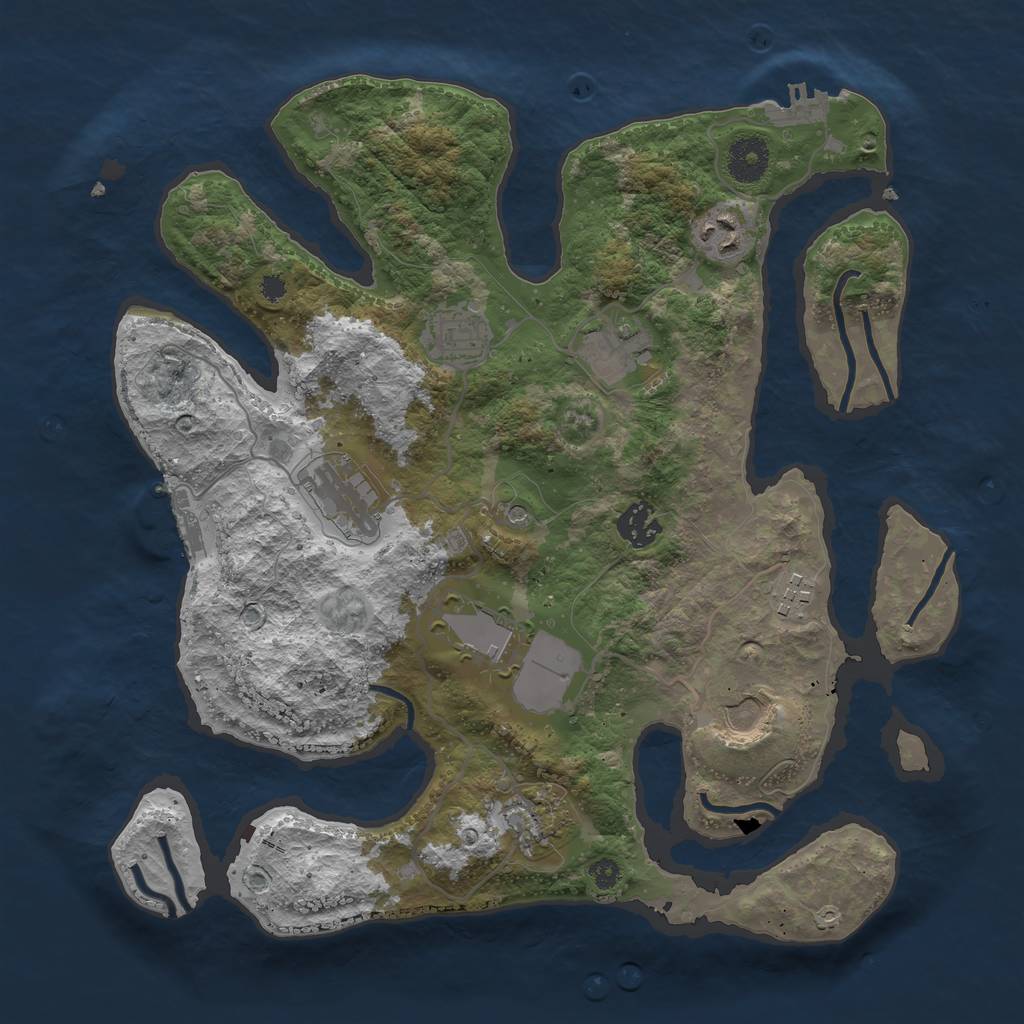 Rust Map: Procedural Map, Size: 3500, Seed: 39655287, 14 Monuments