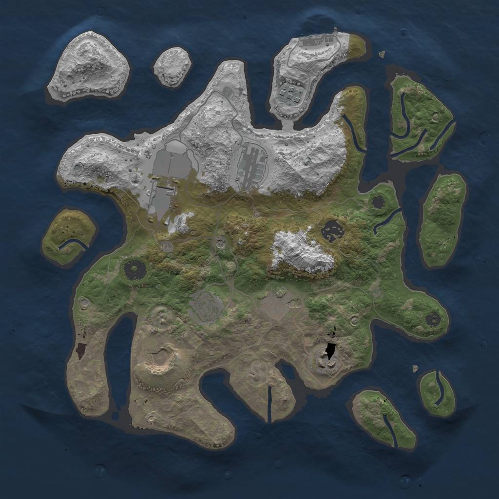 Rust Map: Procedural Map, Size: 3500, Seed: 1245821, 12 Monuments