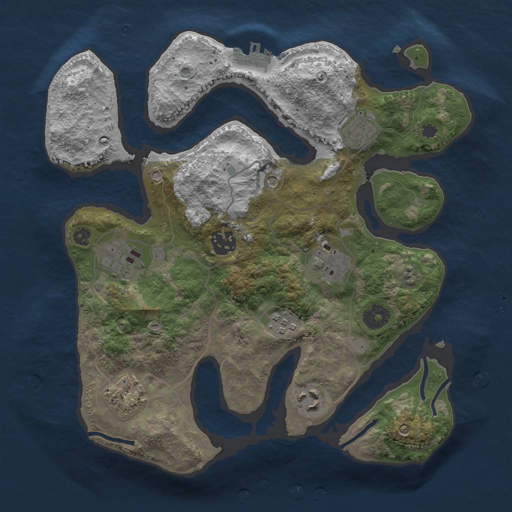 Rust Map: Procedural Map, Size: 3000, Seed: 1101509546, 11 Monuments