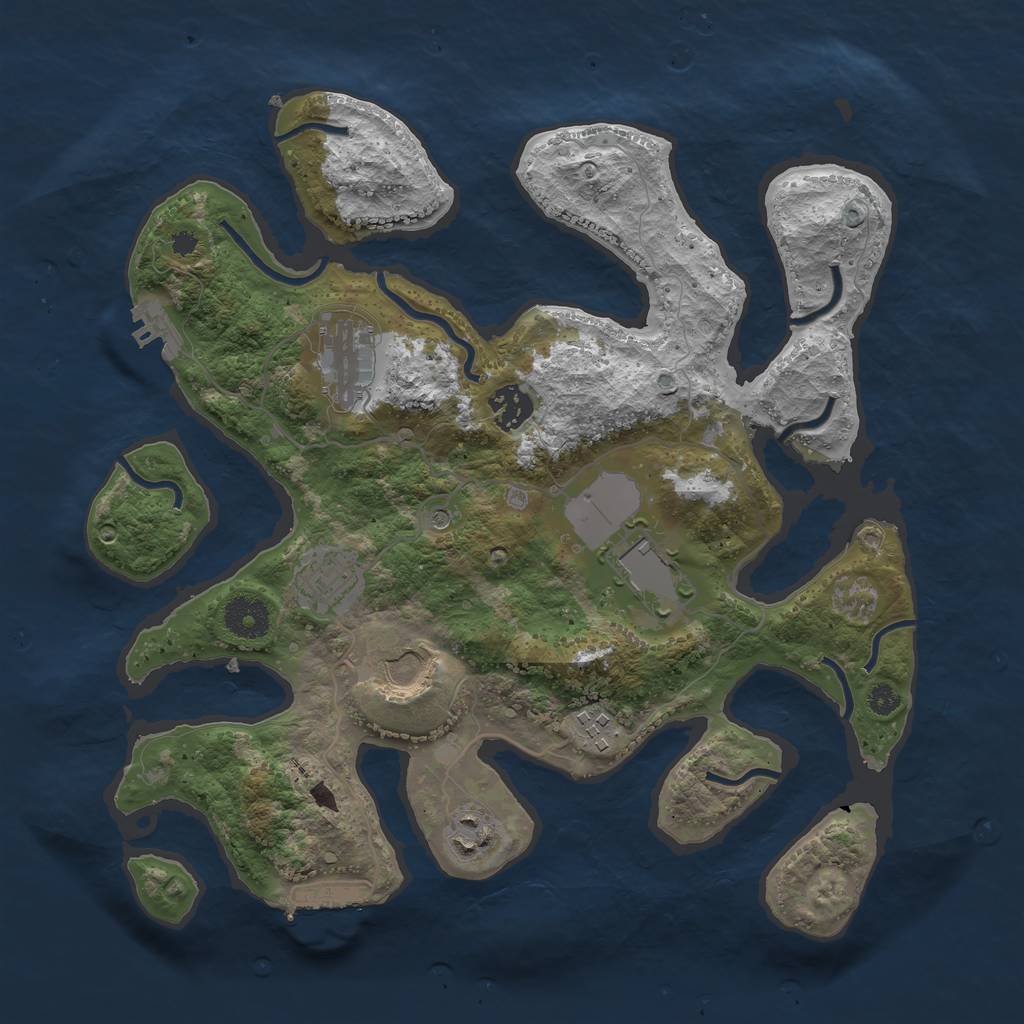 Rust Map: Procedural Map, Size: 3500, Seed: 74661751, 12 Monuments