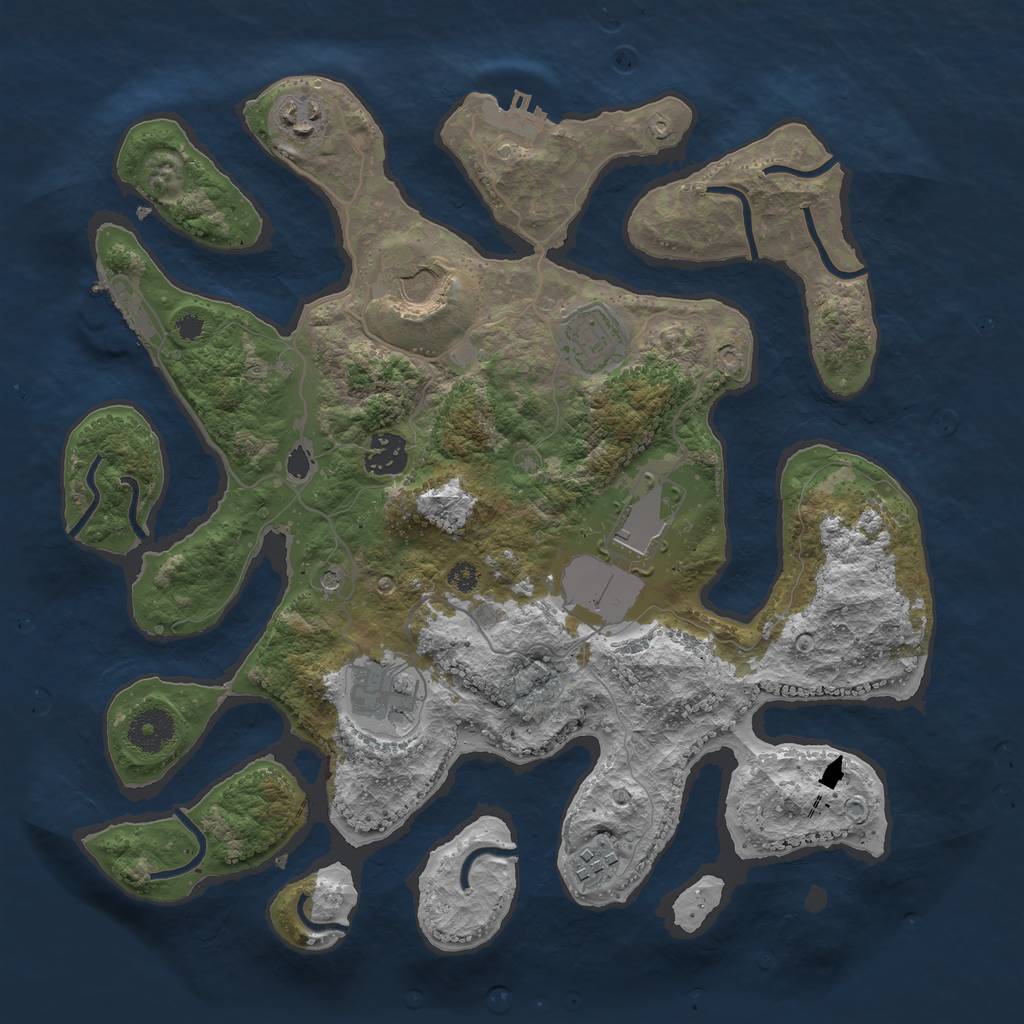 Rust Map: Procedural Map, Size: 3500, Seed: 8943983, 12 Monuments