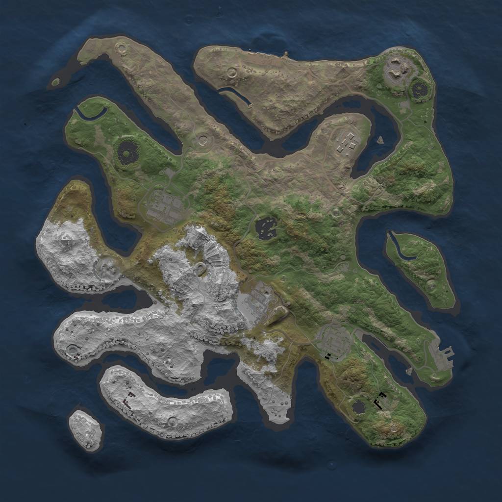 Rust Map: Procedural Map, Size: 3300, Seed: 24687977, 11 Monuments