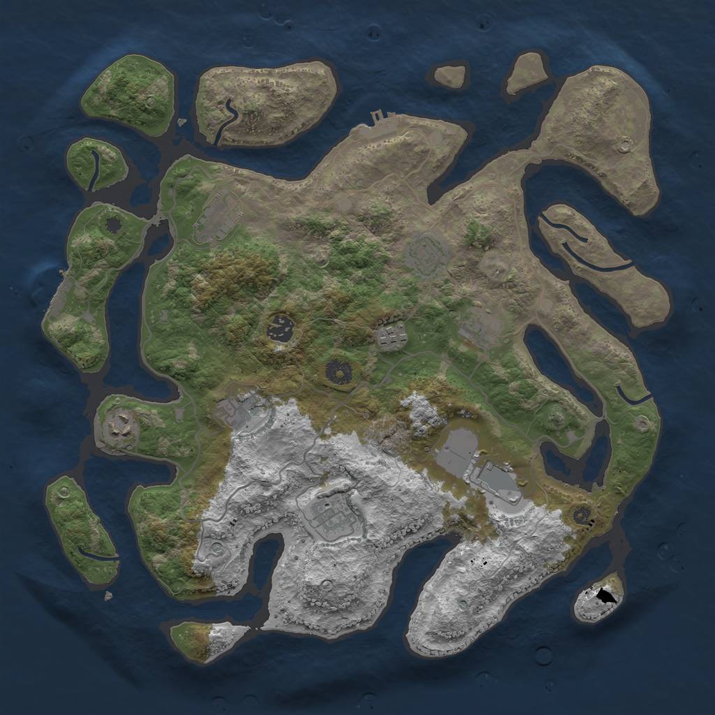 Rust Map: Procedural Map, Size: 4000, Seed: 424285794, 14 Monuments