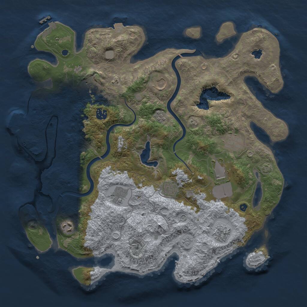 Rust Map: Procedural Map, Size: 4000, Seed: 424285794, 16 Monuments