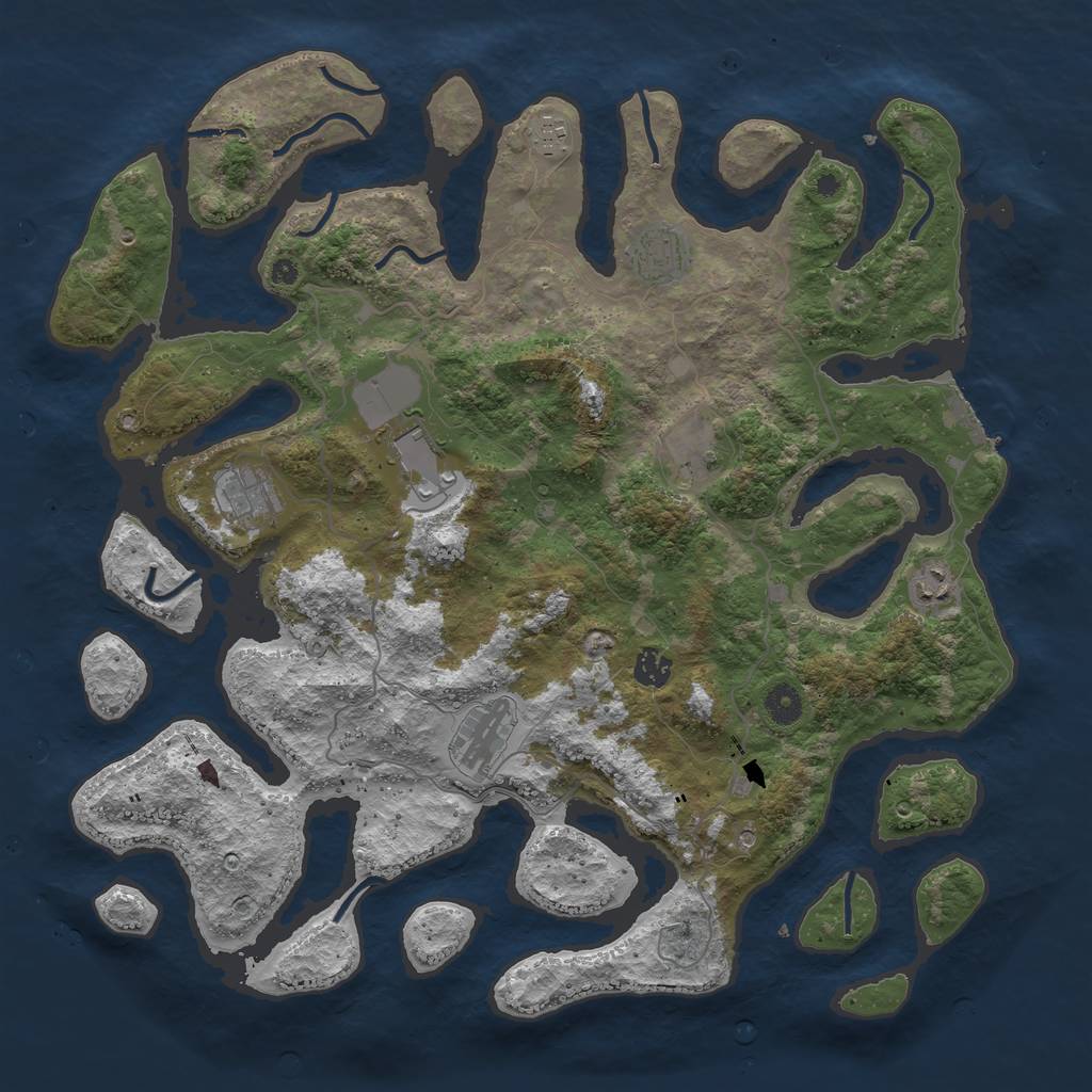 Rust Map: Procedural Map, Size: 4250, Seed: 24801, 12 Monuments