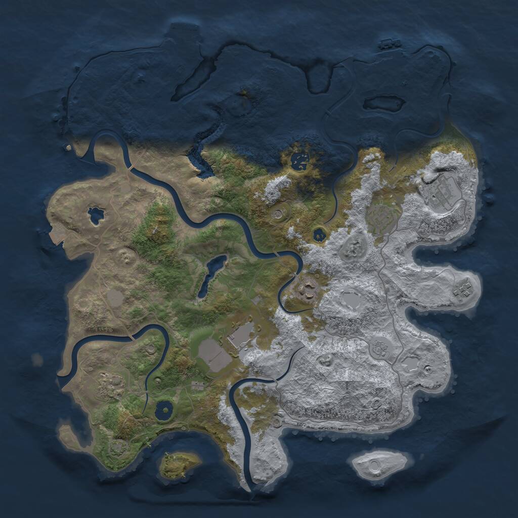 Rust Map: Procedural Map, Size: 4050, Seed: 718827163, 13 Monuments