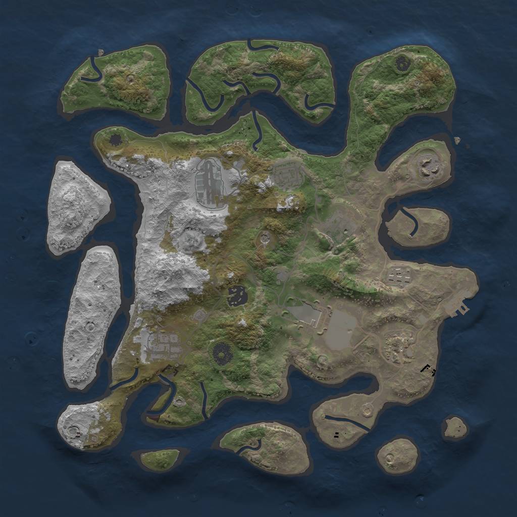 Rust Map: Procedural Map, Size: 3600, Seed: 122374, 13 Monuments