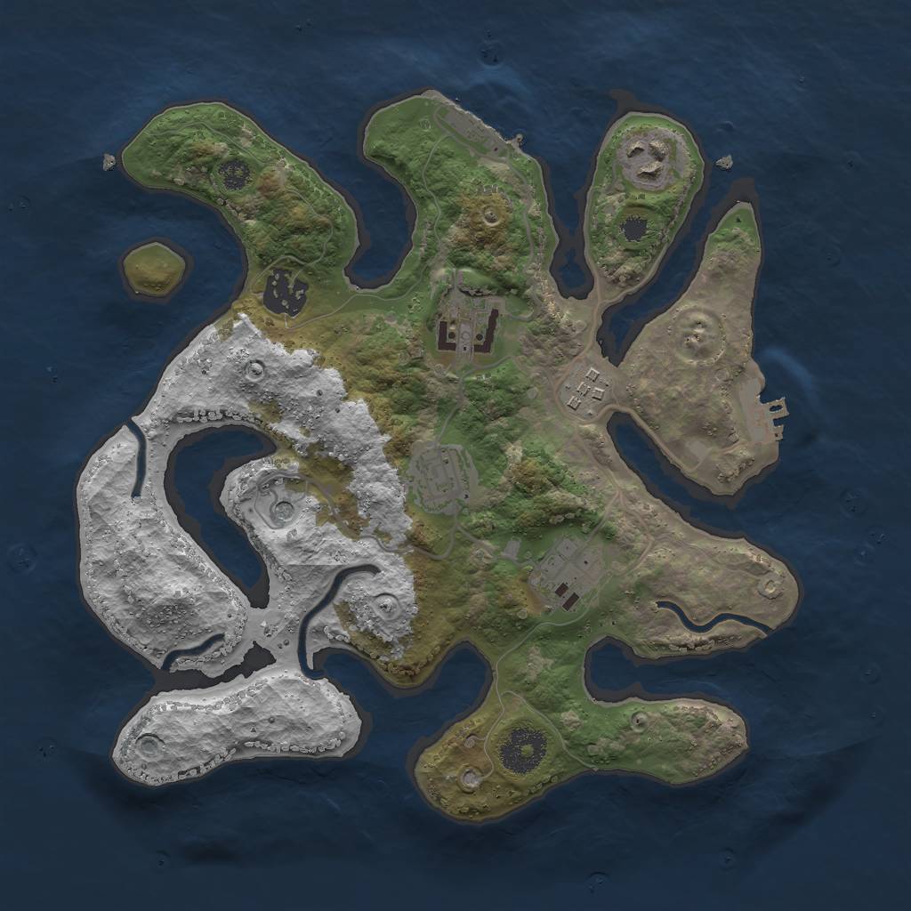 Rust Map: Procedural Map, Size: 3000, Seed: 642, 11 Monuments