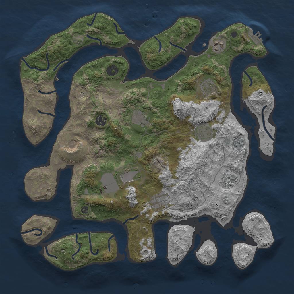 Rust Map: Procedural Map, Size: 3900, Seed: 990466711, 14 Monuments