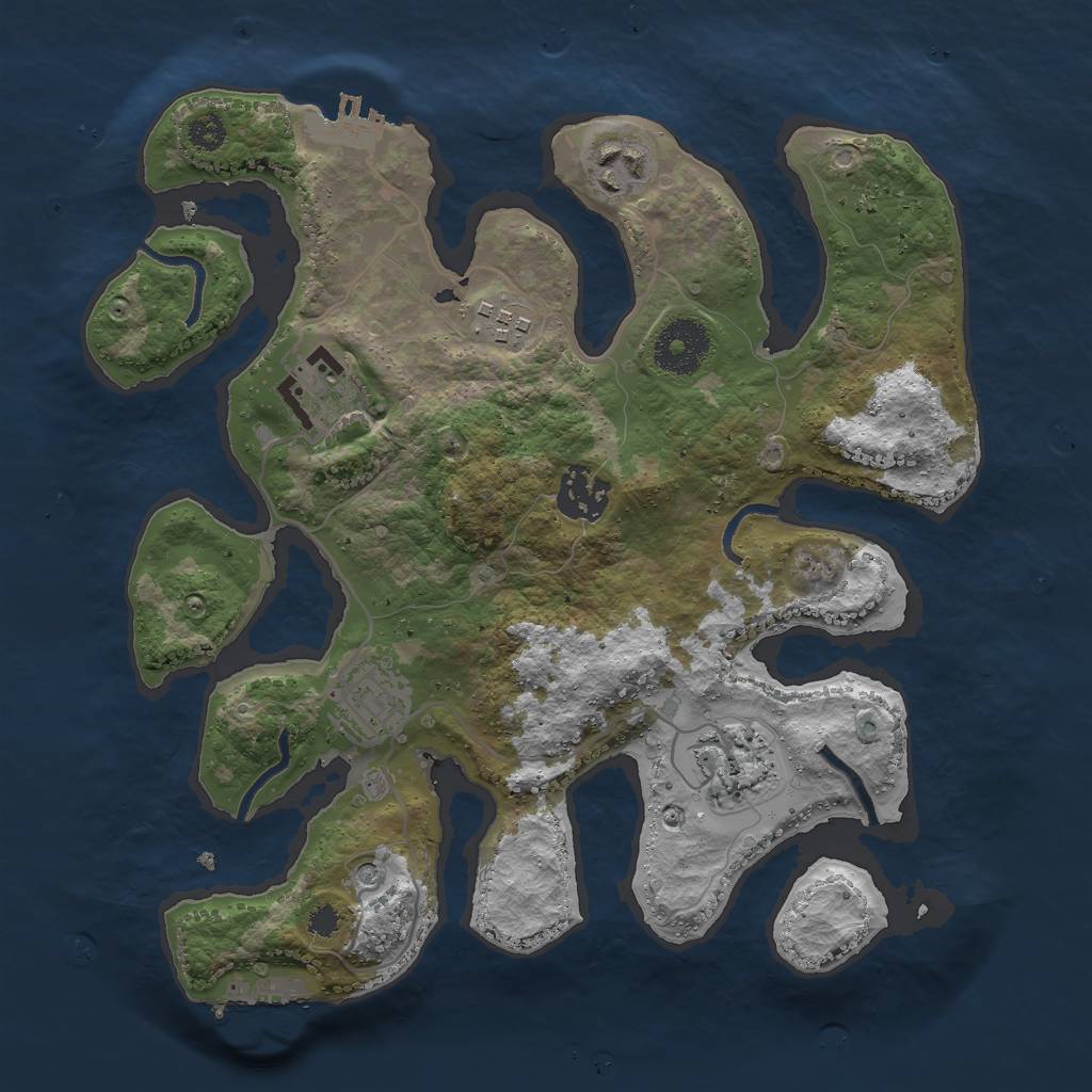 Rust Map: Procedural Map, Size: 3000, Seed: 2008155916, 11 Monuments