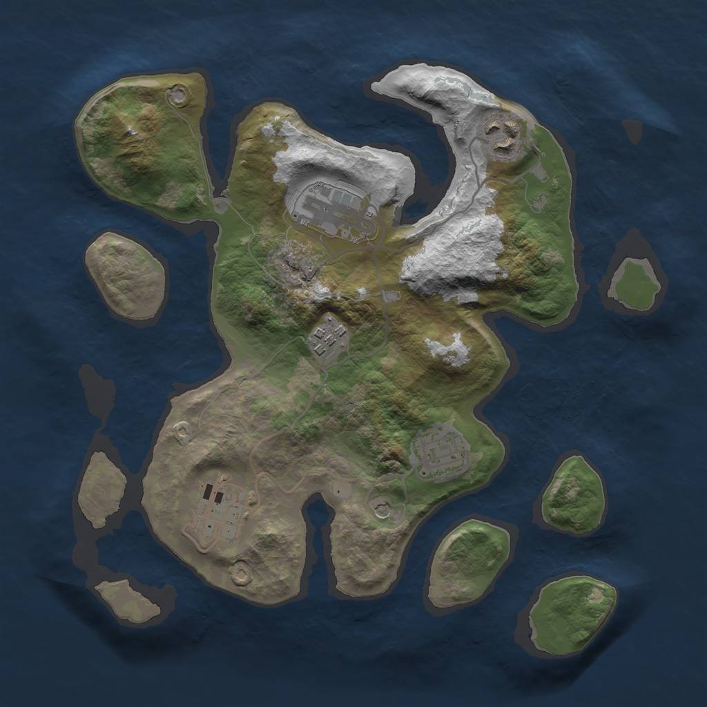 Rust Map: Barren, Size: 2800, Seed: 20356198, 8 Monuments