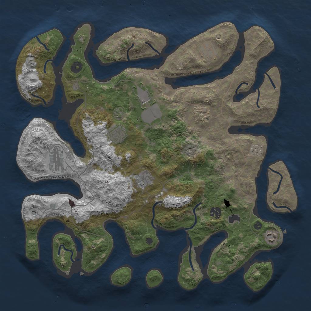 Rust Map: Procedural Map, Size: 4000, Seed: 27797768, 12 Monuments