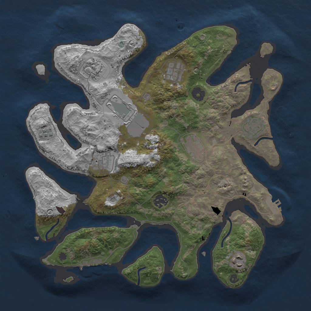 Rust Map: Procedural Map, Size: 3500, Seed: 1856438787, 14 Monuments