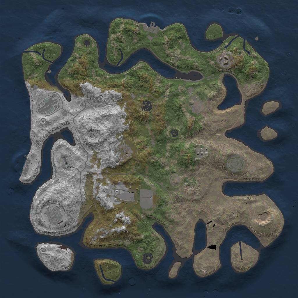 Rust Map: Procedural Map, Size: 4000, Seed: 95372455, 16 Monuments