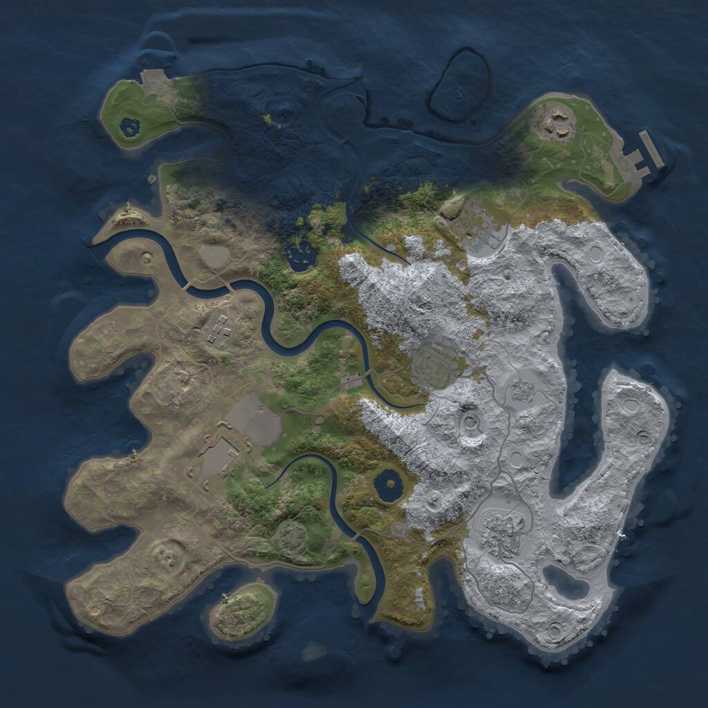 Rust Map: Procedural Map, Size: 3500, Seed: 1683414104, 12 Monuments