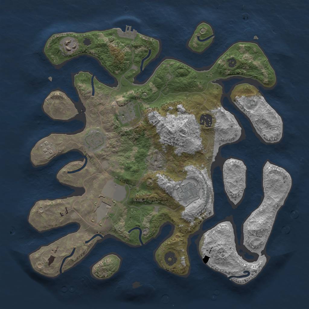 Rust Map: Procedural Map, Size: 3500, Seed: 1683414104, 10 Monuments