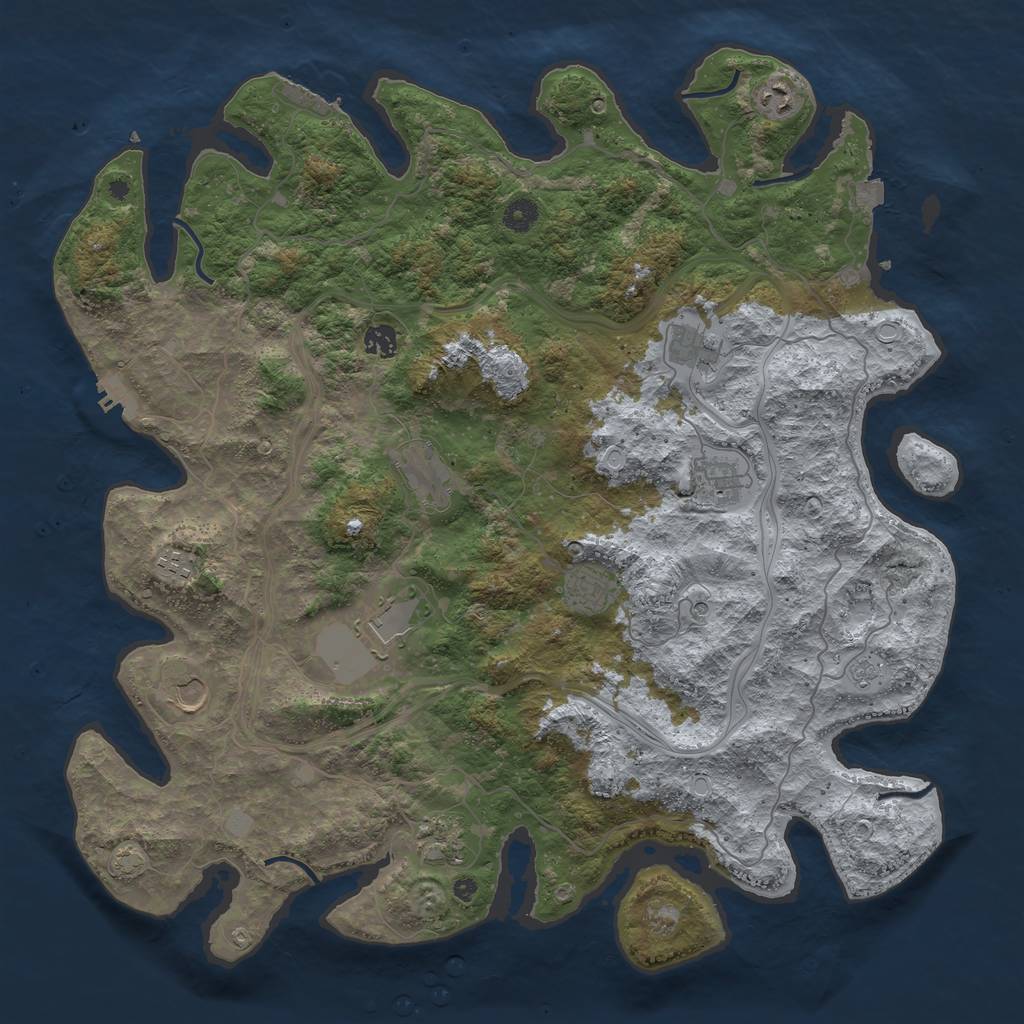 Rust Map: Procedural Map, Size: 4500, Seed: 487416384, 18 Monuments