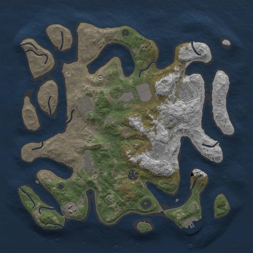 Rust Map: Procedural Map, Size: 3700, Seed: 548668349, 11 Monuments