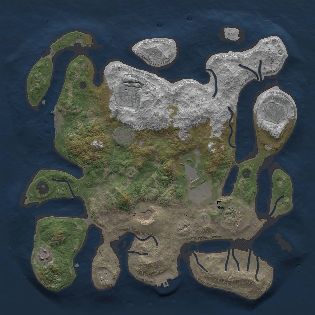 Rust Map: Procedural Map, Size: 3700, Seed: 85420951, 13 Monuments