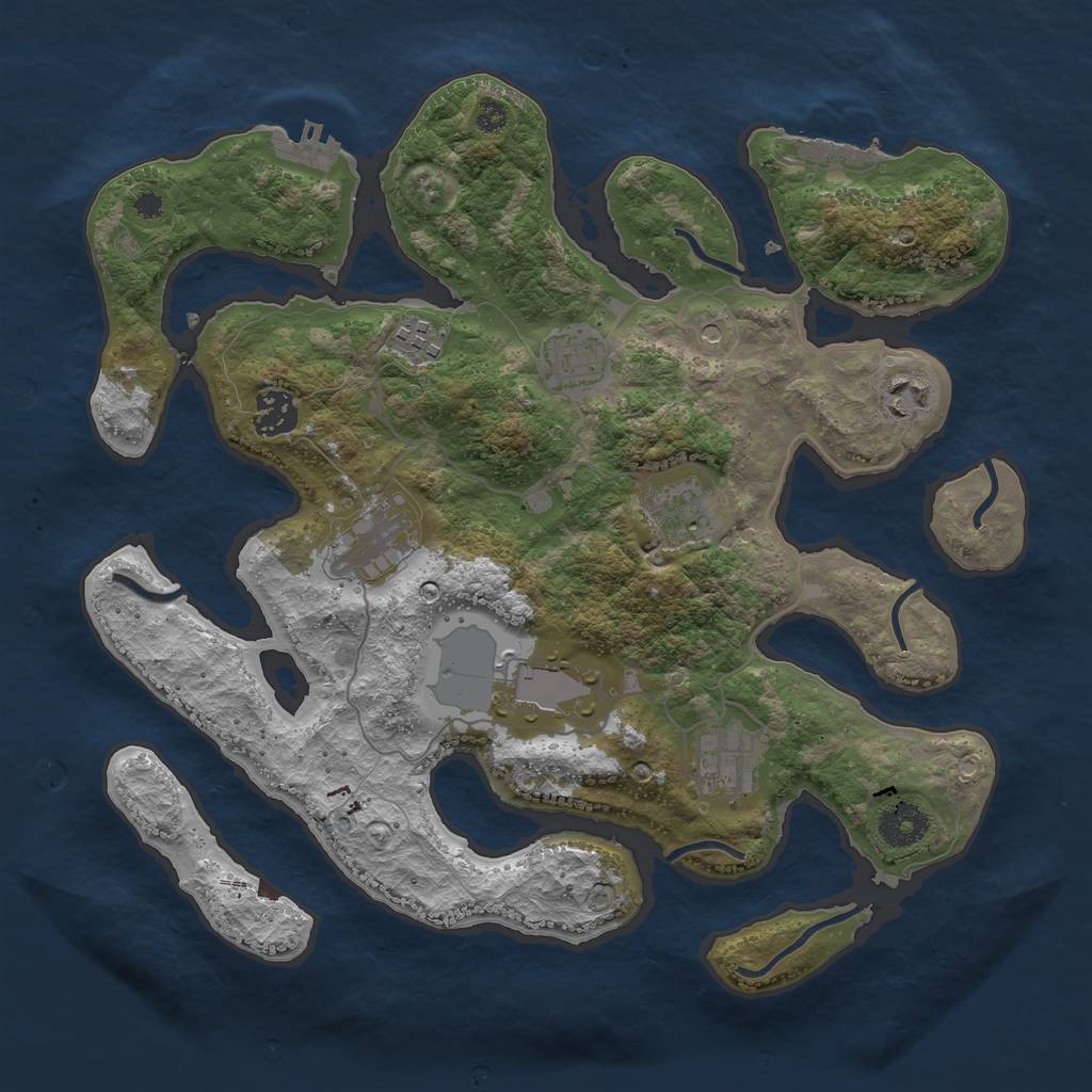 Rust Map: Procedural Map, Size: 3500, Seed: 74126, 13 Monuments