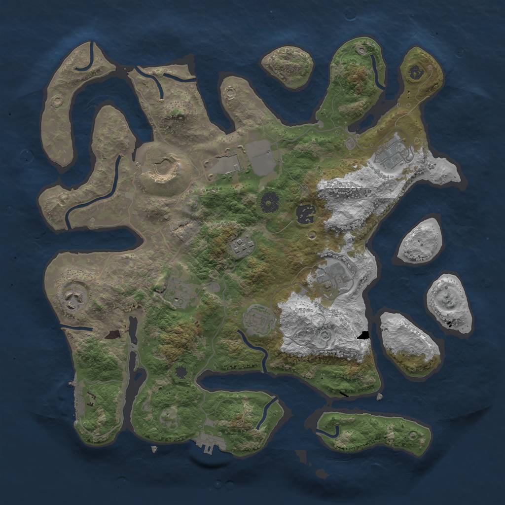 Rust Map: Procedural Map, Size: 3750, Seed: 628890028, 14 Monuments