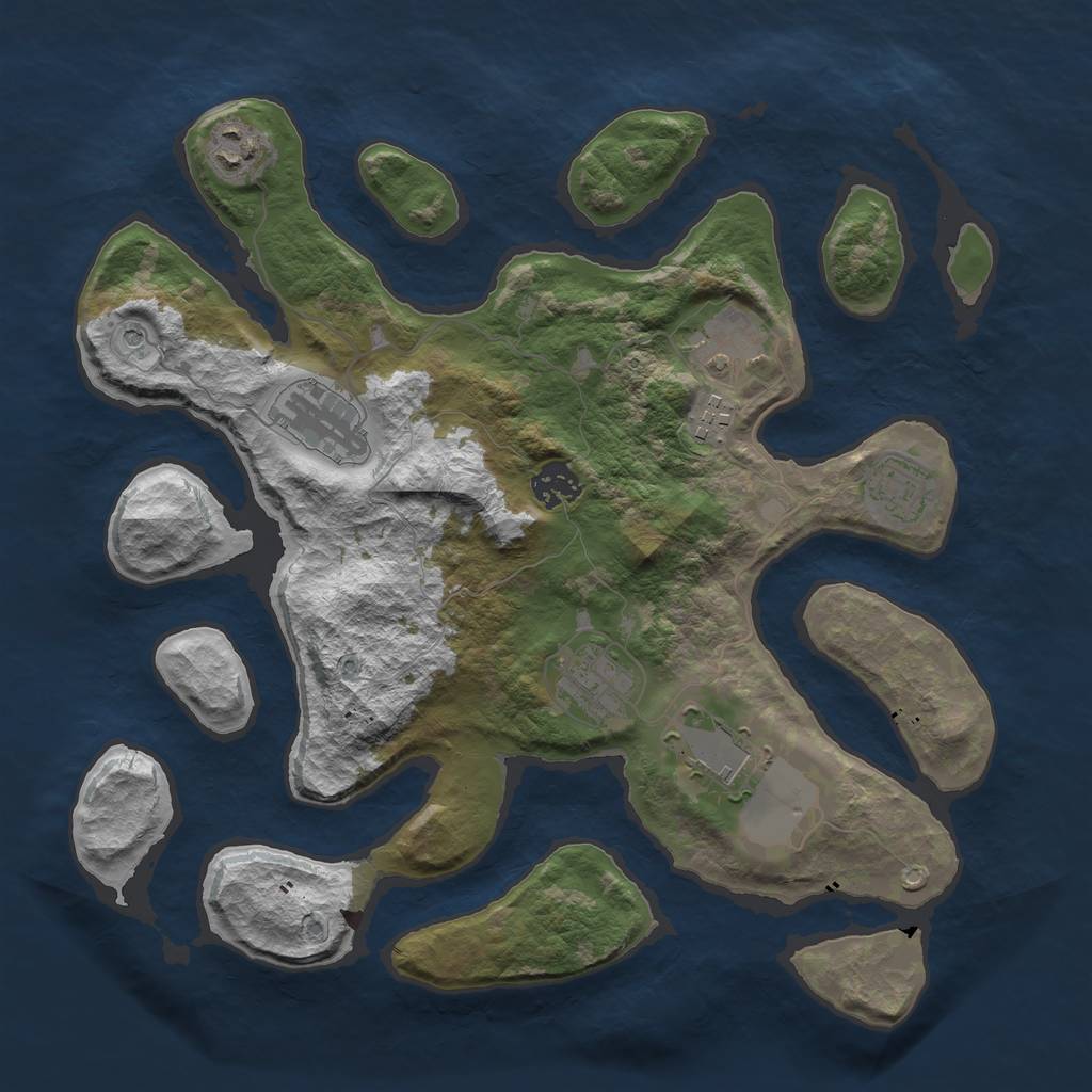 Rust Map: Barren, Size: 3500, Seed: 1979913464, 11 Monuments