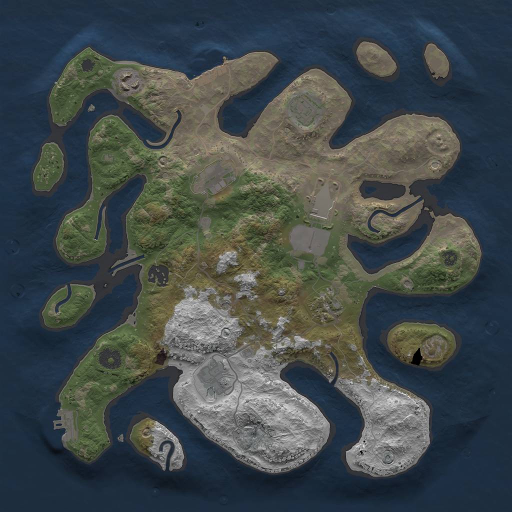 Rust Map: Procedural Map, Size: 3500, Seed: 959225, 12 Monuments