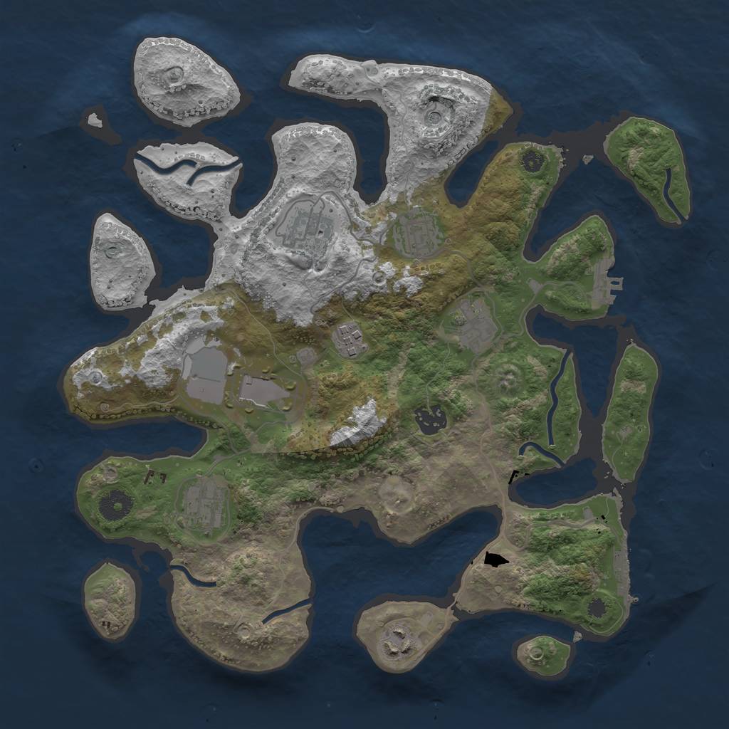 Rust Map: Procedural Map, Size: 3500, Seed: 601114, 13 Monuments