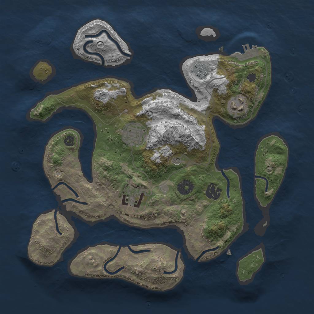 Rust Map: Procedural Map, Size: 3000, Seed: 950898159, 9 Monuments