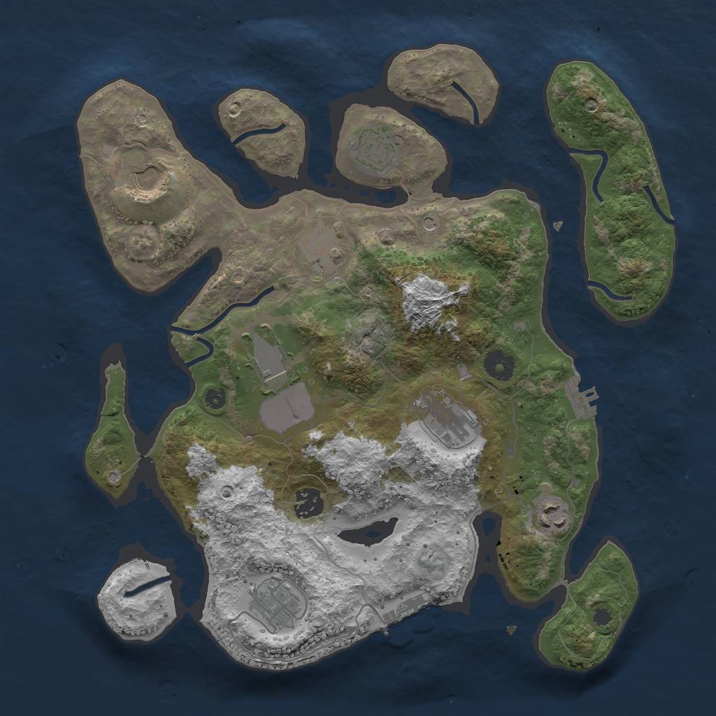 Rust Map: Procedural Map, Size: 3500, Seed: 342526, 13 Monuments