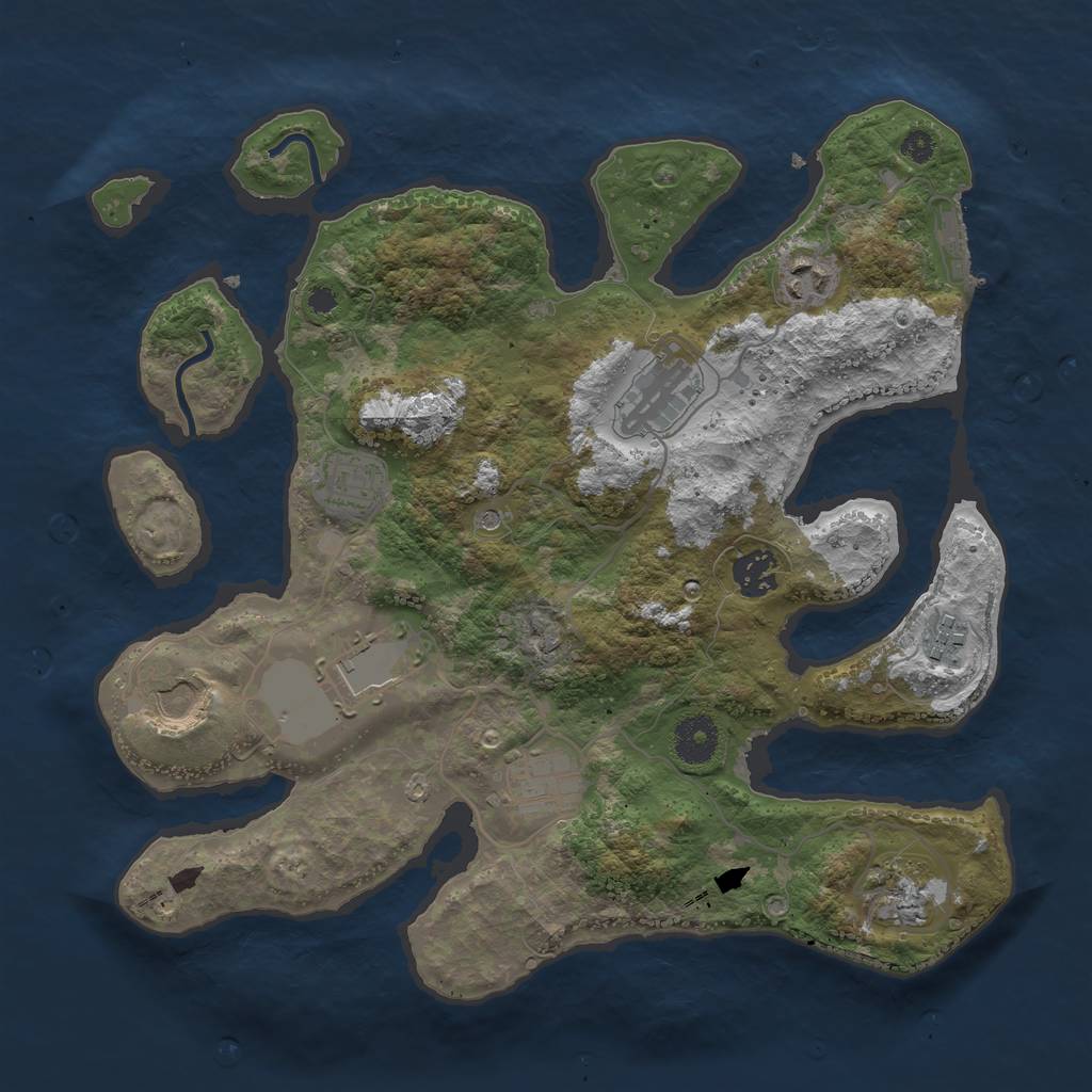 Rust Map: Procedural Map, Size: 3500, Seed: 930998, 13 Monuments