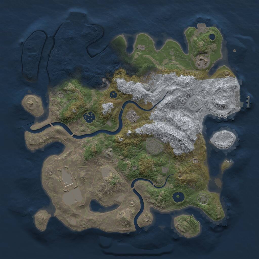 Rust Map: Procedural Map, Size: 3500, Seed: 691482, 12 Monuments