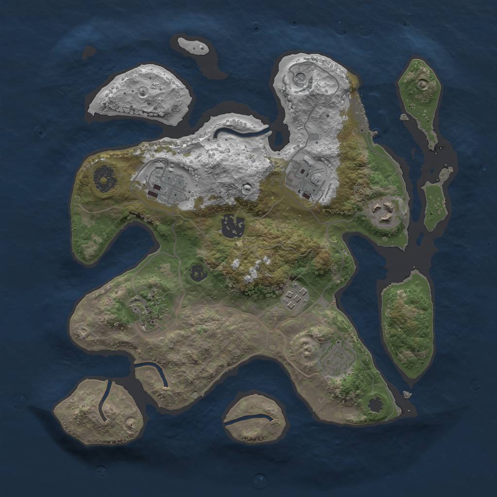 Rust Map: Procedural Map, Size: 3000, Seed: 712373, 11 Monuments