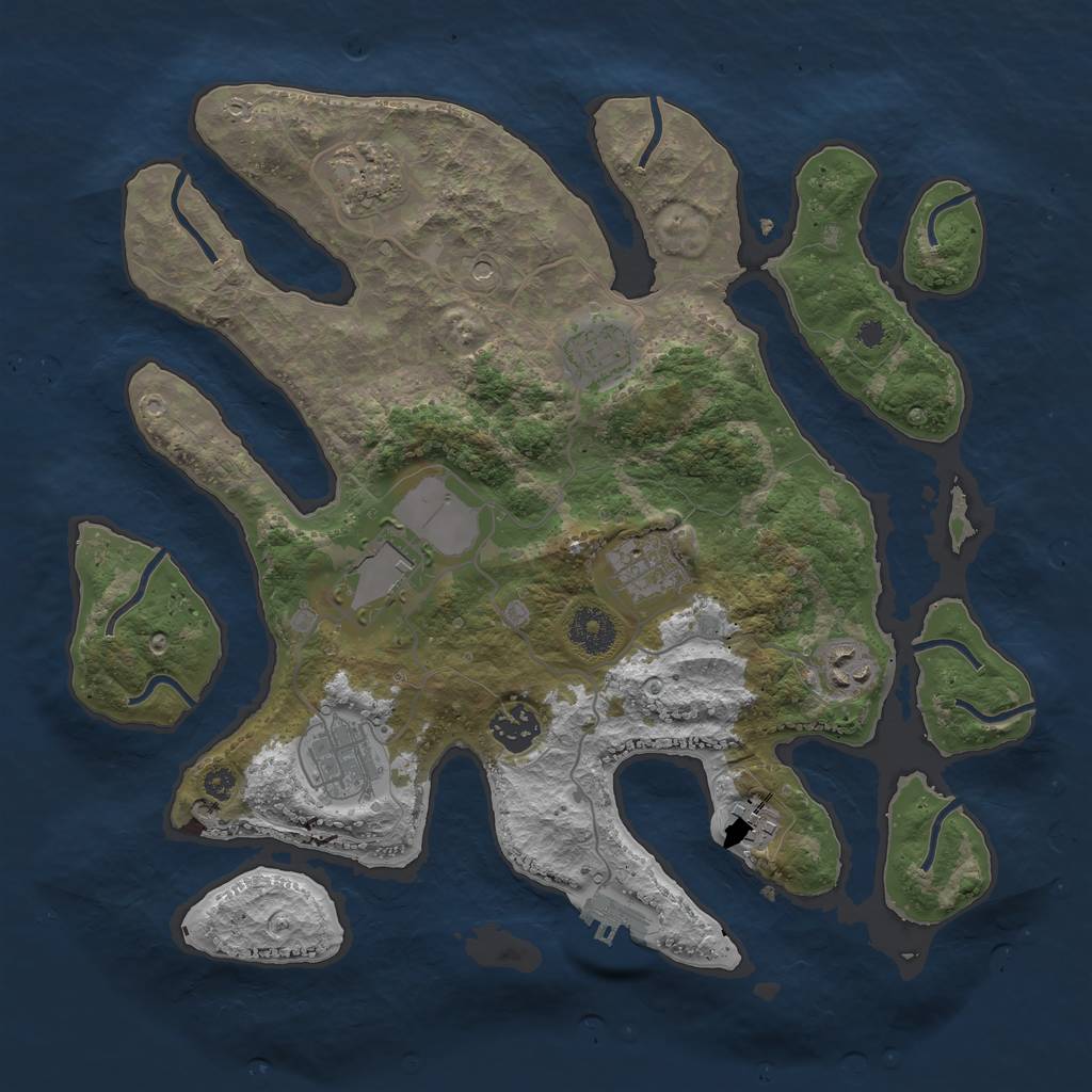 Rust Map: Procedural Map, Size: 3500, Seed: 271934, 12 Monuments