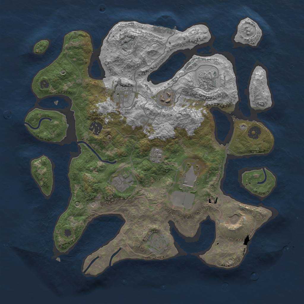 Rust Map: Procedural Map, Size: 3500, Seed: 773657, 13 Monuments