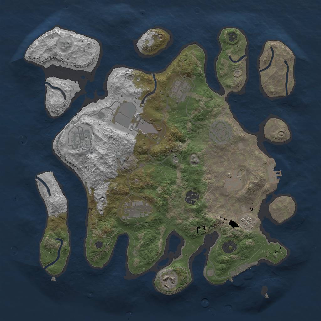 Rust Map: Procedural Map, Size: 3500, Seed: 711527, 14 Monuments