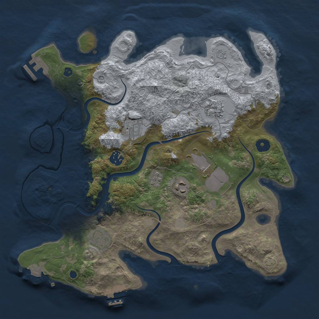 Rust Map: Procedural Map, Size: 3500, Seed: 945900, 13 Monuments