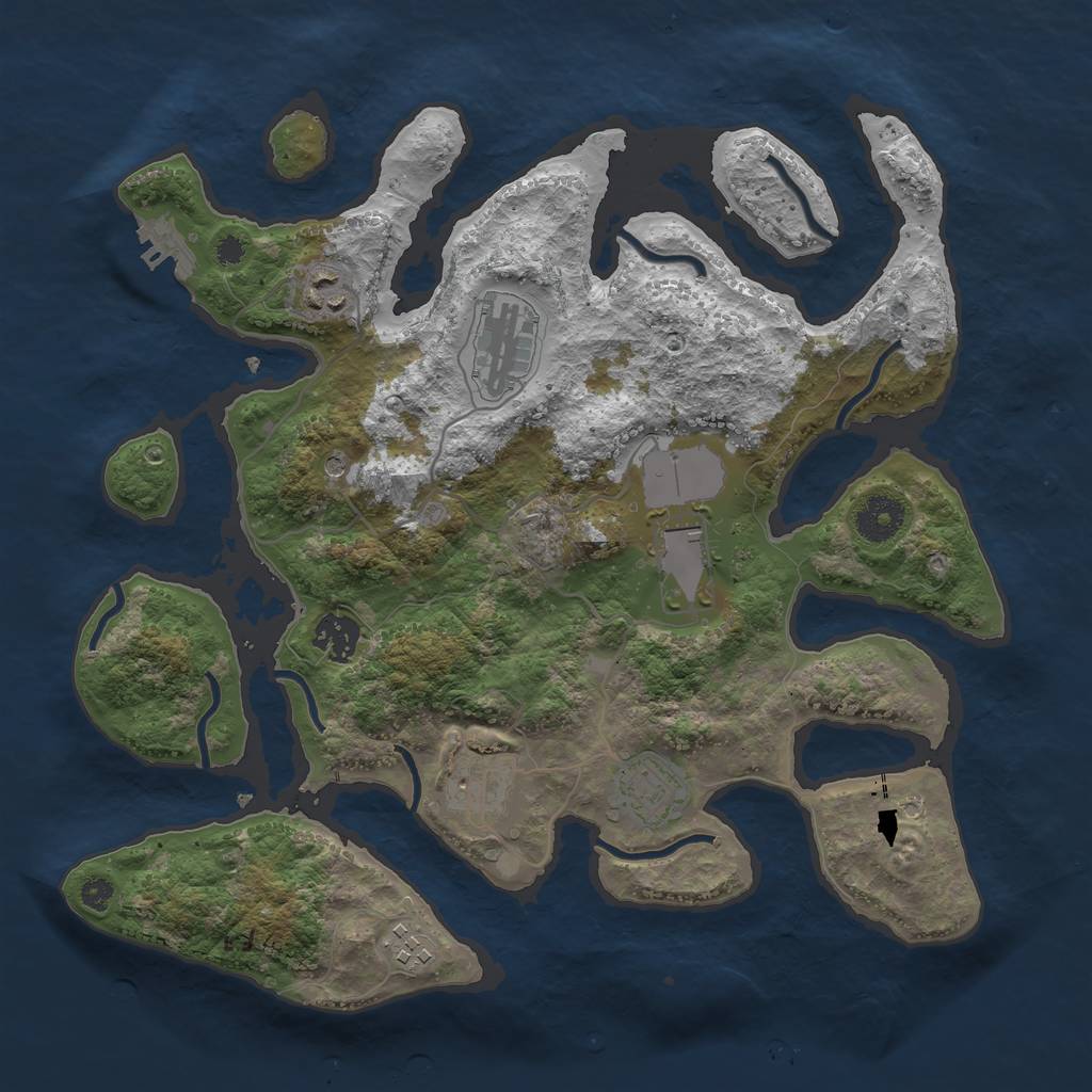 Rust Map: Procedural Map, Size: 3500, Seed: 945900, 11 Monuments