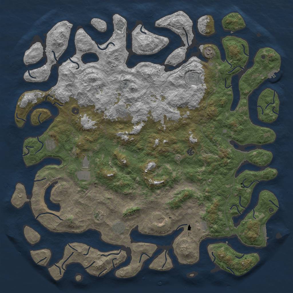 Rust Map: Procedural Map, Size: 6000, Seed: 99900888, 16 Monuments