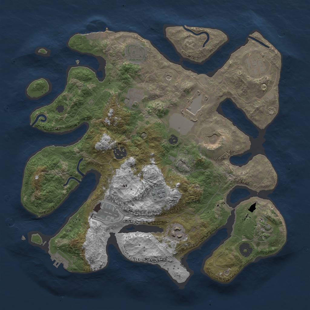 Rust Map: Procedural Map, Size: 3500, Seed: 1331620861, 15 Monuments