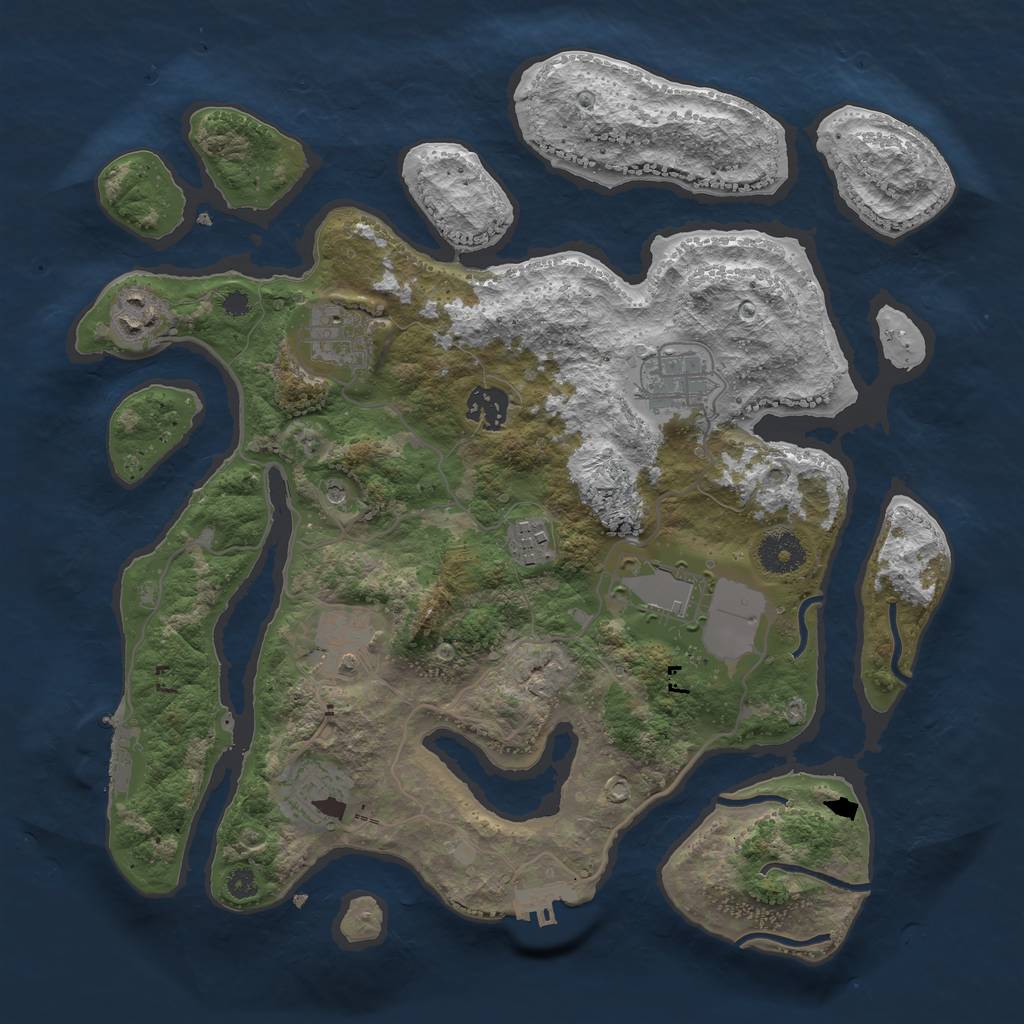 Rust Map: Procedural Map, Size: 3500, Seed: 939581, 13 Monuments